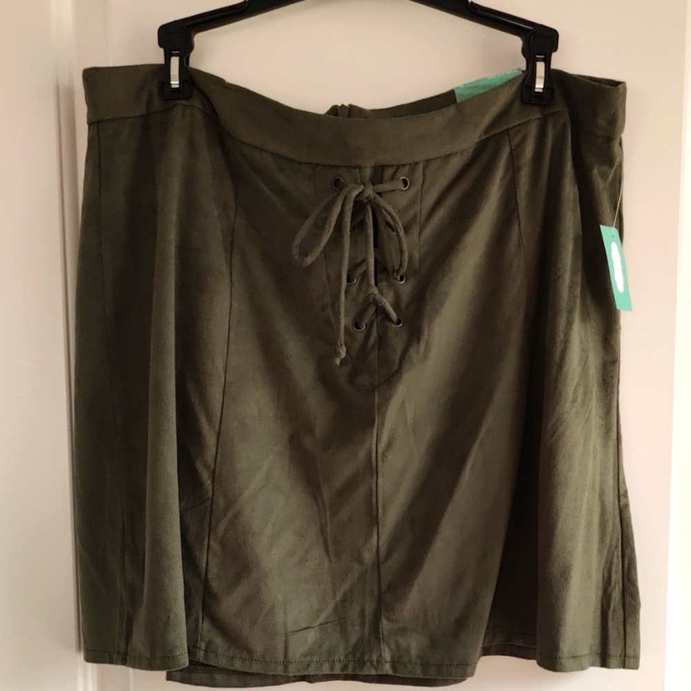 Maurices Khaki Lace-Up Mini Skirt NWT
